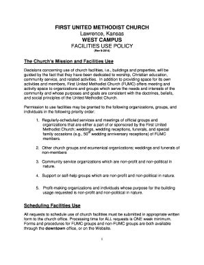 Fillable Online Fumclawrence West Campus Facility Use Form FUMC