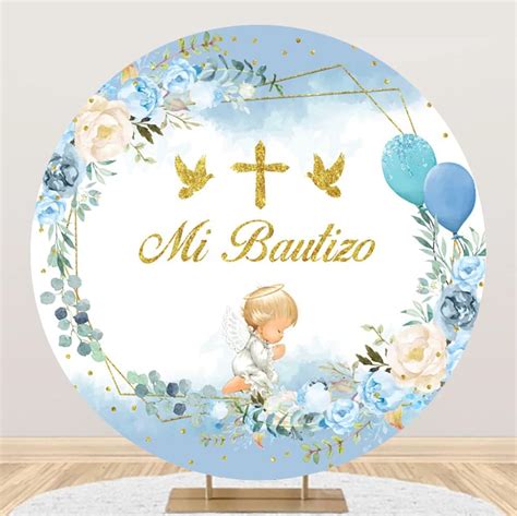 Amazon Laeacco 6x6ft Mi Bautizo Round Backdrop First Holy