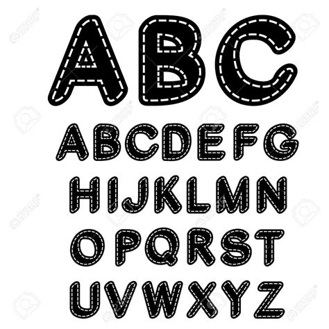 Vector Black And White Sewn Font Alphabet Fonts Alphabet Alphabet