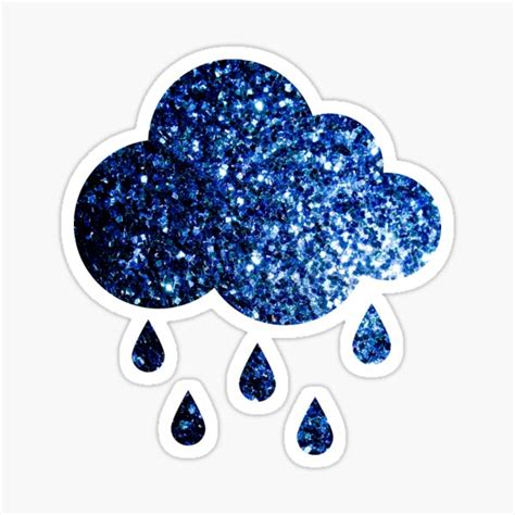 Dark Blue Yellow Faux Glitter Sparkles Rain Cloud Sticker For Sale By