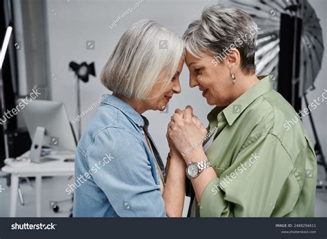 Mature Lesbian Couple Shares Tender Moment Stock Photo Shutterstock