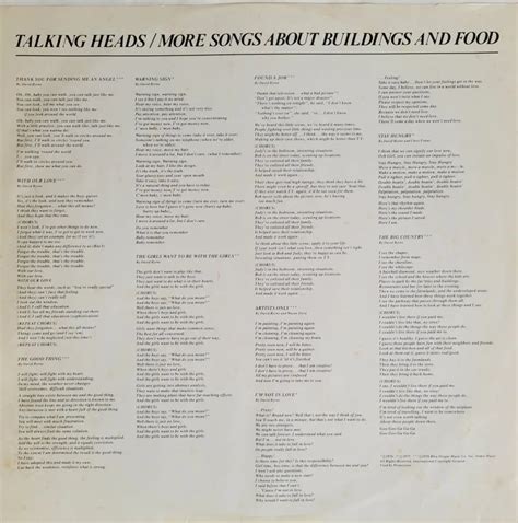 Talking Heads More Songs About Buildings And Food 1978 On Sire Goatless