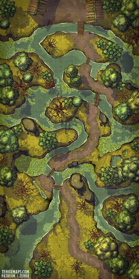 Swamp Encounters 25x50 Tehox Maps Dungeon Maps Tabletop Rpg Maps Dnd World Map