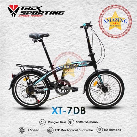 Jual Sepeda Lipat Inch Trex Xt Disc Brake Folding Bike Shopee