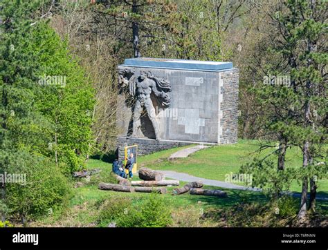 Nazi Statue Of A Torchbearer At Vogelsang College Eifel Germany Stock