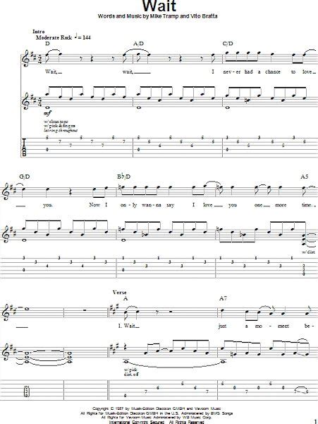Wait Guitar Tab Play Along Zzounds