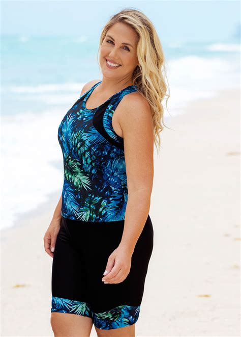 Leaf Print Plus Size High Waisted Tankini Set Usd 41 98