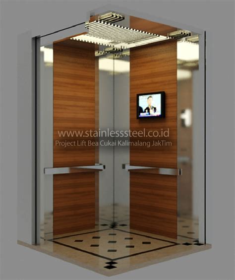 Pintu Lift Stainless Interior Dan Eksterior Lift Lapisan Dinding