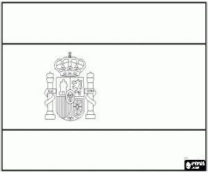 Flag of Spain with coat of arms coloring page printable game