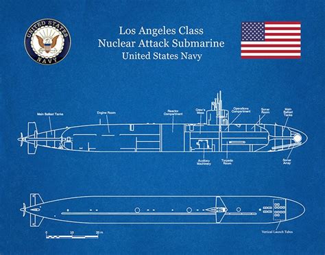 Los Angeles Class Submarine Blueprint, USS Los Angeles Class Submarine ...