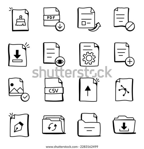 Set File Formats Doodle Icons Stock Vector Royalty Free 2283162499