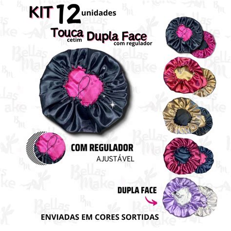 Kit 12 Unidades Touca De Cetim Anti Frizz Touca Dupla Face