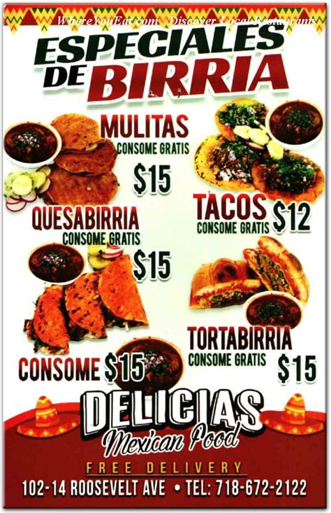 Delicias Mexicanas Restaurant In Queens Menus Photos