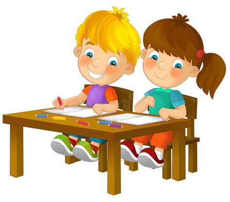 Cartoon Children Sitting Learning Illustration For The Children Xxl