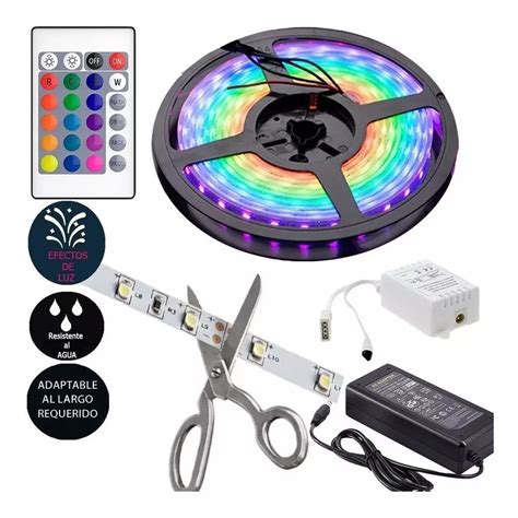 Tira Luces Led 5050 Rgb 5 Metros Kit Control Fuente