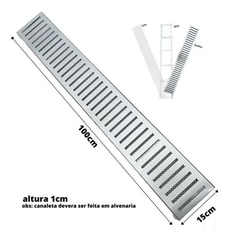 Ralo Linear 15x100 Inox Palito C Tela Ralos Lineares Grelha Caixilho