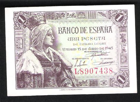 1945 1 PESETA ISABEL LA CATOLICA BILLETE EBC Monedalia Es