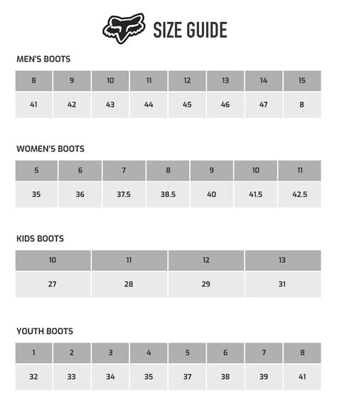 Youth Motorcycle Boots Size Chart | Reviewmotors.co