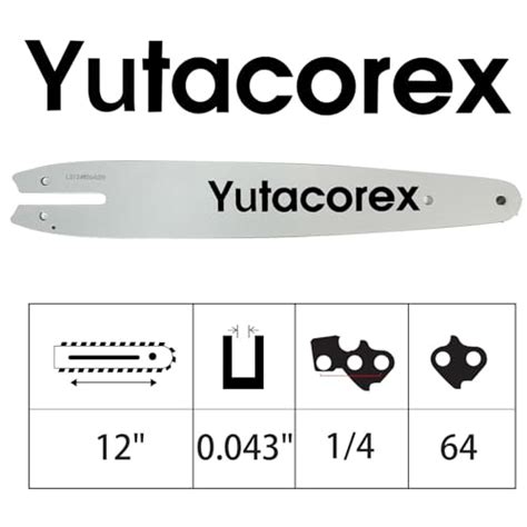 Yutacorex 12inch Chainsaw Guide Bar And Chain Combo Replacement Accessories Fits