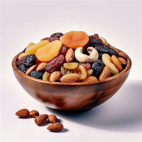 Premium AI Image Bowl Of Dry Fruits In Wooden Bowl