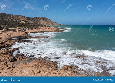 Crete Greece Gavdos Island Aerial Drone View Of Ripple Sea Water Splashing The Beach Nature