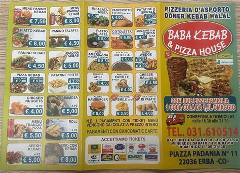 Speisekarte Von BABA KEBAB PIZZA Erba