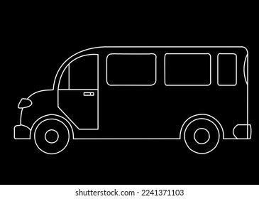 Outline Drawing Passenger Bus On Black Stock Illustration 2241371103 ...