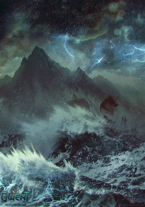 Anna Podedworna Gwent Cards Fantasy Landscape Ocean Storm Tempest