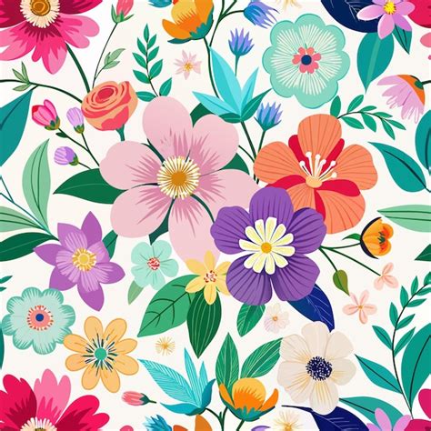 Un Fondo Colorido Con Flores Y Hojas Y Las Palabras Primavera Vector