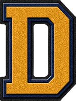 Presentation Alphabets Gold Navy Blue Varsity Letter D