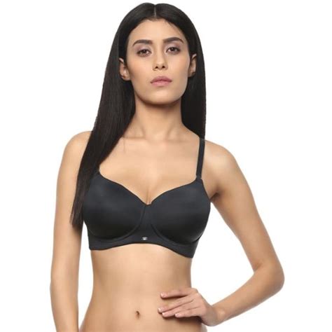 Buy Soie Polyamide Full Coverage Padded Non Wired Bra Black Online