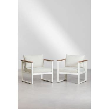 Pack De 2 Fauteuils En Aluminium Et Bois D Acacia Lipov SKLUM