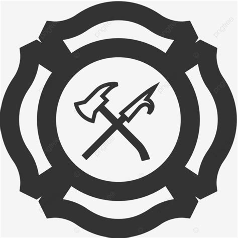 Outline Icon Firefighter Emblem Fire Department Shield Badge Vector