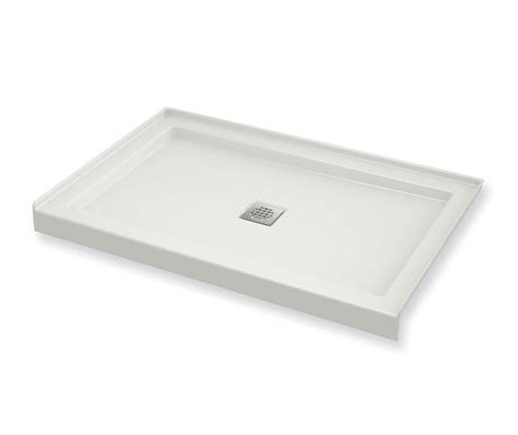 B3Square 4832 Acrylic Alcove Shower Base In White With Center Drain