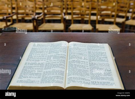 Dutch Bible Lying Open On A Desk In A Church Delft The Netherlands