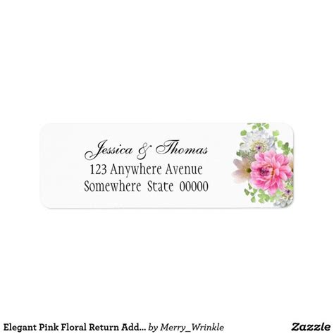 Elegant Pink Floral Return Address Label Zazzle Pink Floral