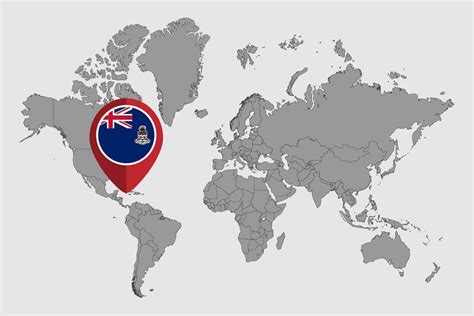 Pin map with Cayman Islands flag on world map. Vector illustration ...