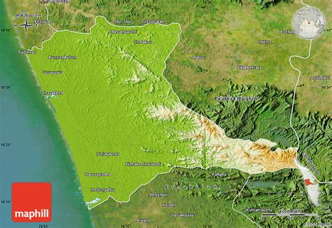 Physical Map of Trissur (Trichur), satellite outside