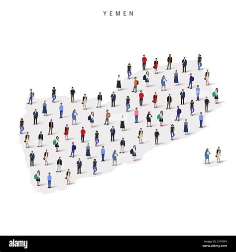 Yemen Population Map Large Group Of People In A Shape Of Yemeni Map