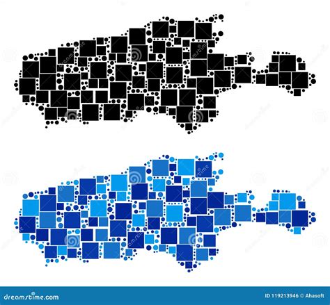 Dotted Kangaroo Island Map With Blue Variant Stock Vector