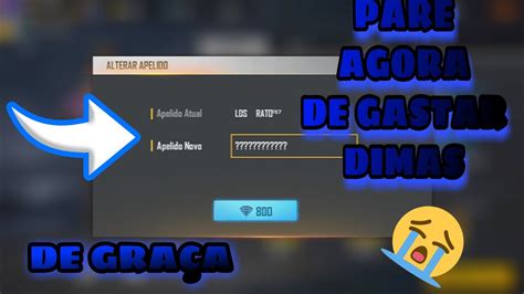 COMO TROCAR O NOME NO FREE FIRE DE GRAÇA SEM HACK YouTube