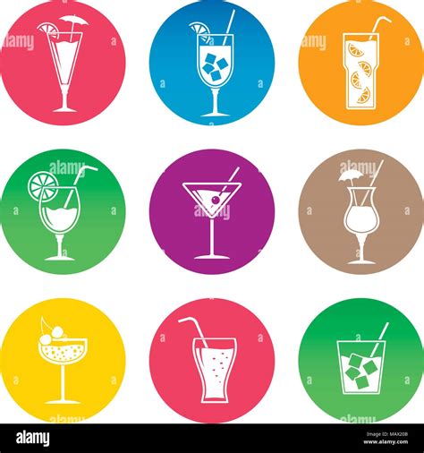 Cocktail Icons Flat Design Stock Vector Image And Art Alamy