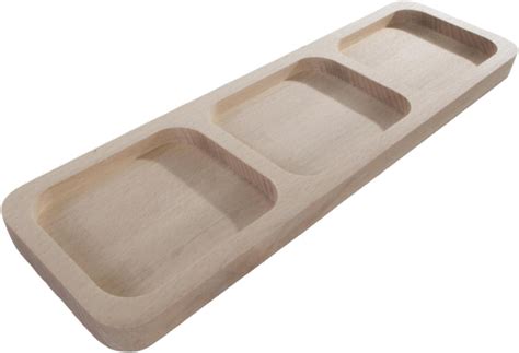 Woodeedoo Wooden 3 Sections Serving Dish Bar Snack Cheese Dip Nibble