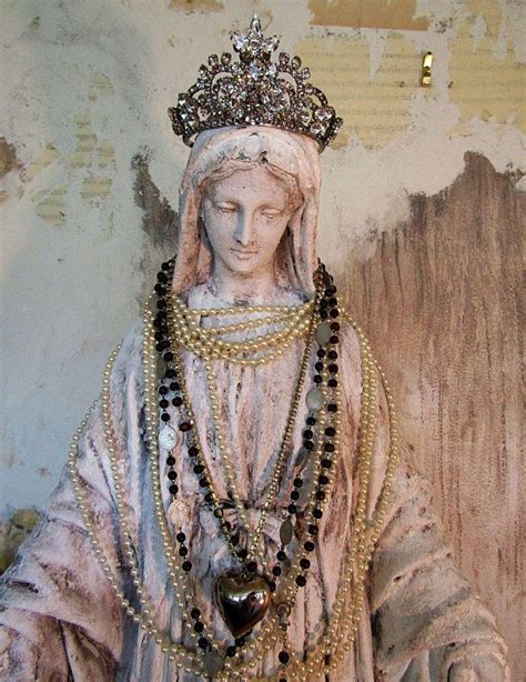 Large Distressed Virgin Mary Statue With Handmade Crown Etsy