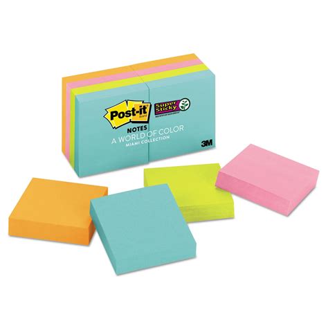 Post It Pads In Supernova Neon Collection Colors 2 X 2 90 Sheets