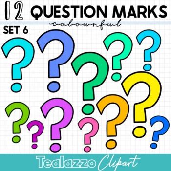 Colourful Rainbow Question Marks Clipart Set Commercial Use