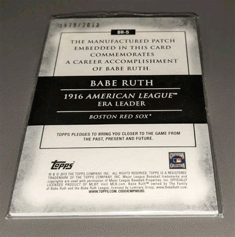 Babe Ruth Topps ERA Leader Manufactured Patch Card LML