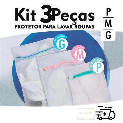 Kit Sacos Para Lavar Roupas P M G Protetor De Lingerie Roupa