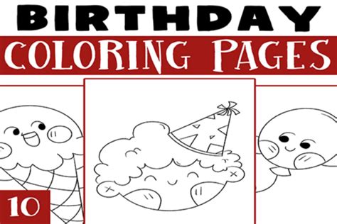 Happy Birthday Coloring Pages for KIds Graphic by lapiiin art