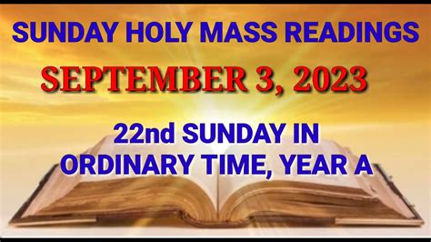 SEPTEMBER 3 2023 SUNDAY ENGLISH MASS READINGS 22ND SUNDAY IN